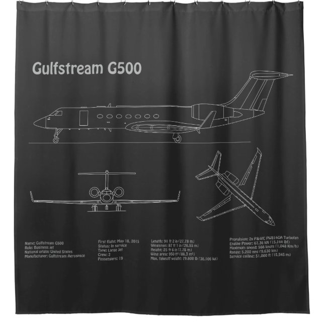 Gulfstream G500 - Flugzeugkonzepte PD Duschvorhang (Vorderseite)