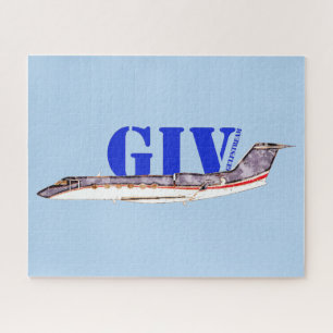 Gulfstream GIV Privatjet mit fett Typografie