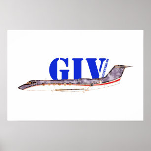 Gulfstream GIV Privatjet mit fett Typografie Poster
