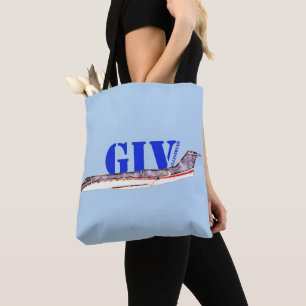 Gulfstream GIV Privatjet mit fett Typografie Tasche