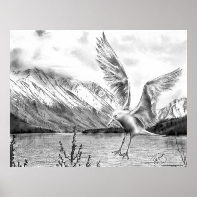 Gull and Mountains Poster (Vorne)
