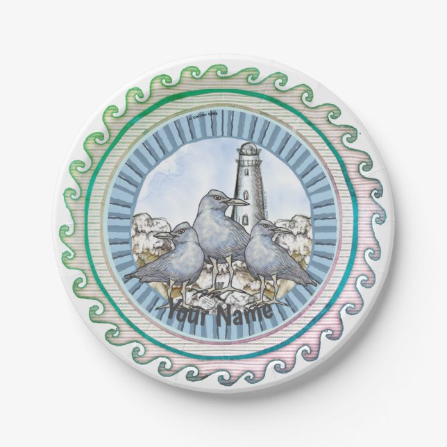 Gull Guide Lighthouse Papierplatte Pappteller (Vorderseite)