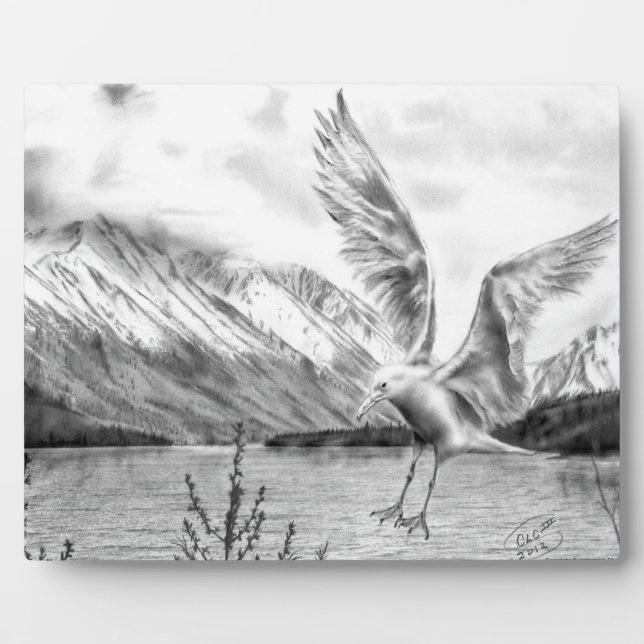 Gull und Mountains Plaque Fotoplatte (Vorderseite)