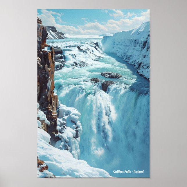 Gullfoss Falls Island Travel Poster (Vorne)