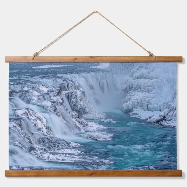 Gullfoss Falls, Island Wandteppich Mit Holzrahmen (Vorne)