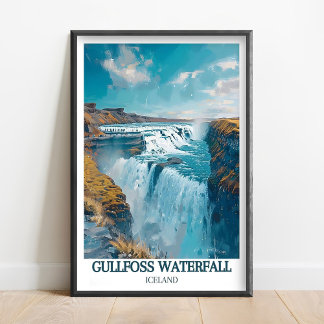 Gullfoss Wasserfall Island Kunst - Gullfoss Poster