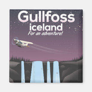Gullfoss Wasserfall Island Reiseplakat Magnet