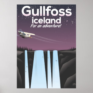 Gullfoss Waterfall Island Reiseplakat Poster