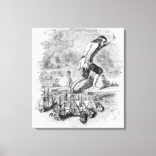 Gulliver, der die Flotte der Blefuskudianer stahl Leinwanddruck (Vorderseite)