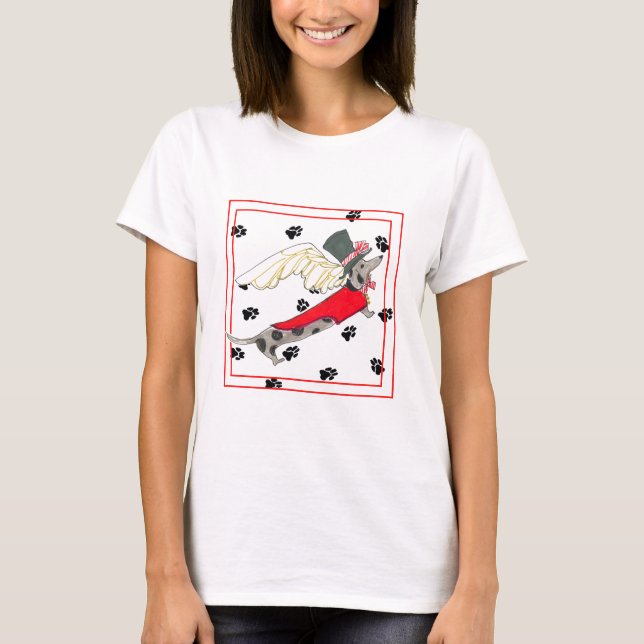 Gullivers Engel Dapple Dackel-T-Shirt T-Shirt (Vorderseite)