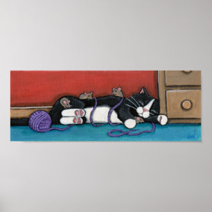 Gullivers Nickerchen - Whimsical Cat Print Poster