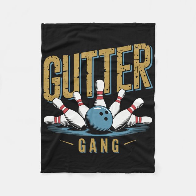 Gully Gang Bowling Lustiger Bowler 1  Fleecedecke (Vorderseite)