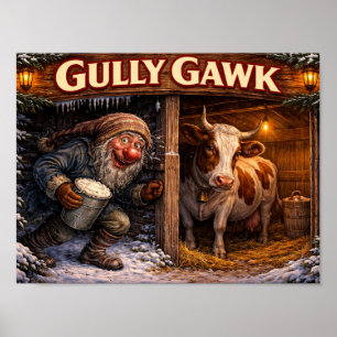 Gully Gawk Isländischer Yule Lad Postkarte Poster