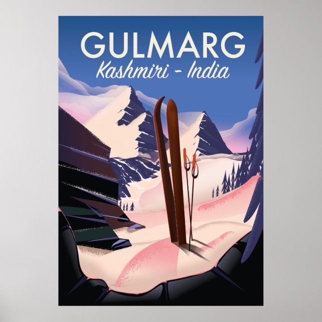 Gulmarg Kashmiri Inde poster ski (Devant)
