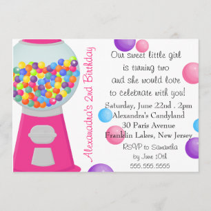Gum Ball Machine Candy Party Girl Geburtstag Einladung