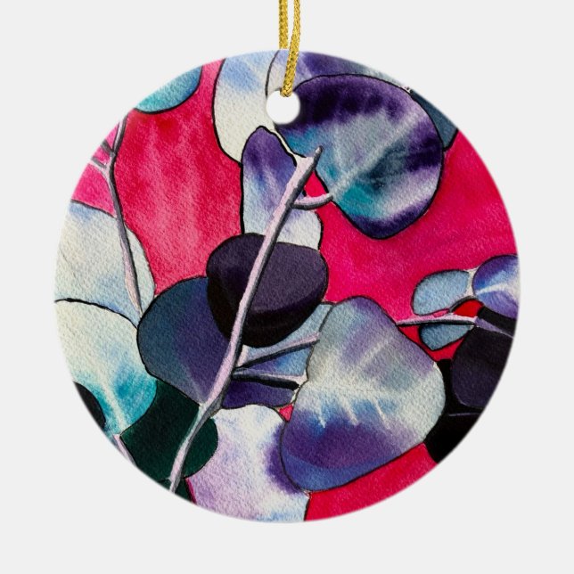 Gum verlasse Aquarellkunst Keramik Ornament (Vorne)