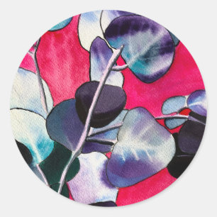Gum verlasse Aquarellkunst Runder Aufkleber