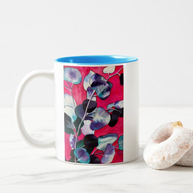 Gum verlasse Aquarellkunst Zweifarbige Tasse (Mit Donut)