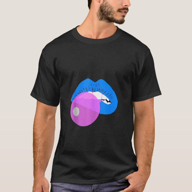 Gumball Blue Lips Mouth Bubble Gum Kiss Kaubu T-Shirt (Vorderseite)