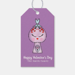 Gumball Hand gezogener Valentinstag schwarze Gift  Geschenkanhänger