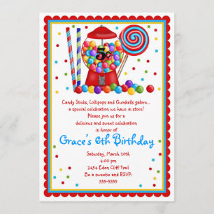 Gumball Machine Candy Lollipop douce Invitation