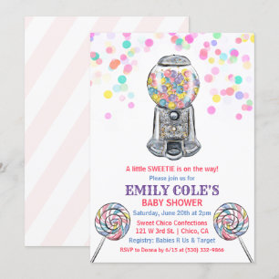 Gumball Süßigkeiten Süße Babyparty-Einladung Einladung