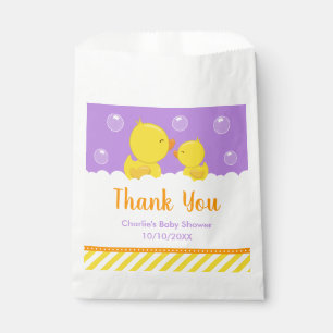 Gumber Ducky Babydusche gelb Lila Danke Geschenktütchen