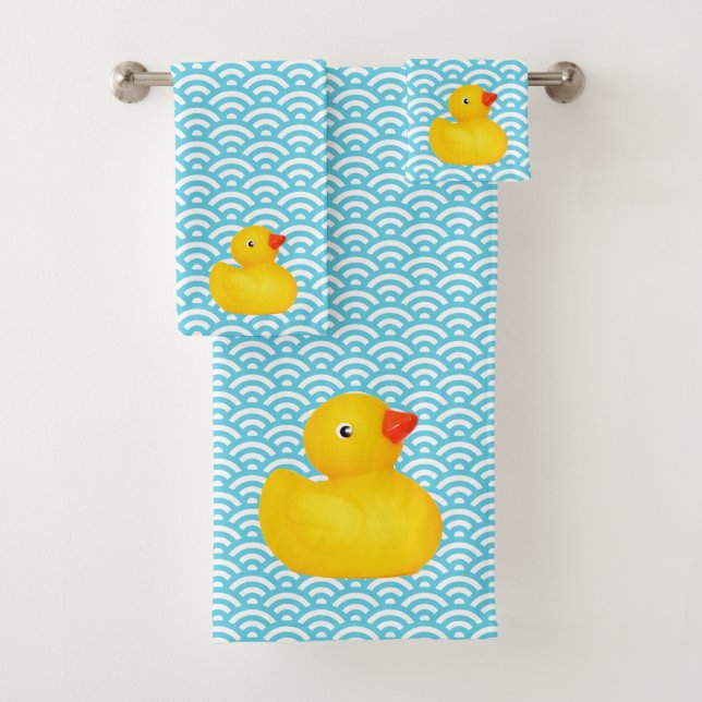 Gumber Ducky Duck Blue Waves Badetuch Set (Insitu)