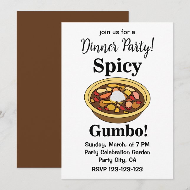 Gumbo Food Spicy Einladung (Vorne/Hinten)