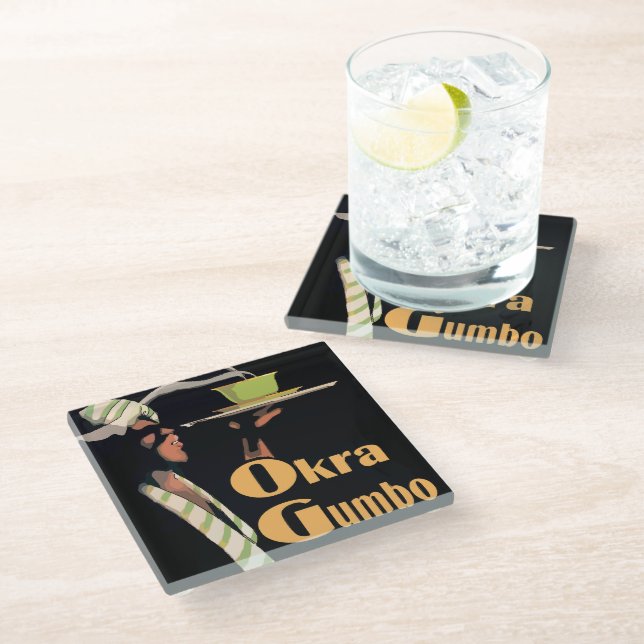 Gumbo-Glass-Untersetzer Glasuntersetzer (Schrägansicht)