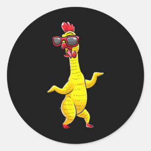 Gummi Chicken Dance Party Funny Kids Men Women Runder Aufkleber