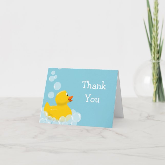 Gummi Duck and Bubbles Baby Dusche Vielen Dank Dankeskarte (Vorderseite)