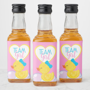 Gummi Duck Gender Reveal Team Girl Bevorzugung Alkoholflaschenetikett
