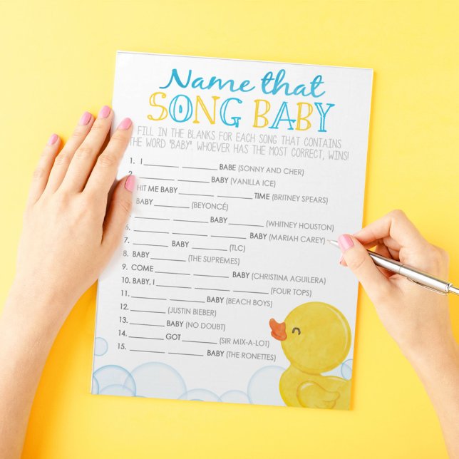 Gummi Duck Name, dass Song Baby Dusche Spiel Notizblock (Name That Song Baby Watercolor Rubber Duck Baby Shower Game Pack of 40 Answer Sheets)