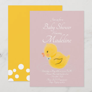 Gummi Duck Wasserfarbene Blush Babydusche Einladung