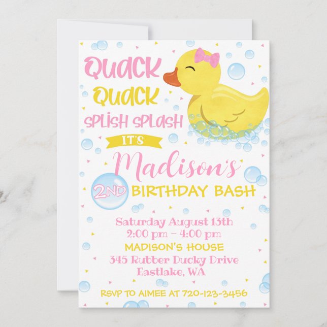 Gummi Duckie Birthday Einladung, Gummi Ducky Einladung (Vorderseite)