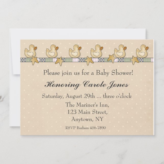 Gummi Duckies Baby Dusche Einladung (Vorderseite)