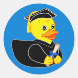 Gummi Ducky Abschluss! Blue Background Runder Aufkleber