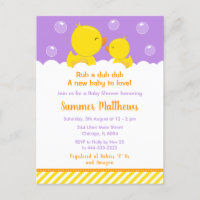 Gummi Ducky Baby Dusche Gelb und Lila