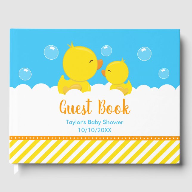 Gummi Ducky Gelb und Blue Baby Dusche Gästebuch (Vorderseite)