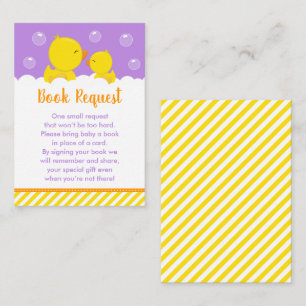Gummi Ducky Gelb und Lila Buchanfrage Begleitkarte