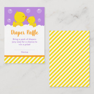 Gummi Ducky Gelb und Lila Windelwanne Begleitkarte