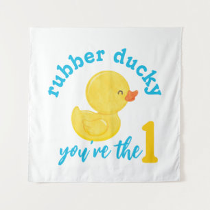 Gummi Ducky Ihr seid die 1. Geburtstagsgrauer Wandteppich