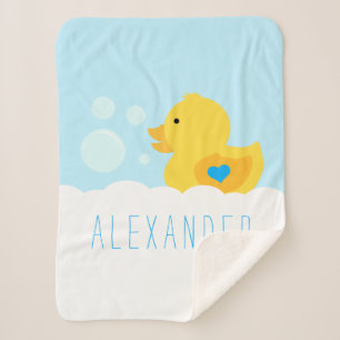 Gummi Ducky mit blauem Herz Sherpadecke