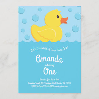 Gummi Ducky Niedlich Kid 1. Geburtstag Party Enten Einladung