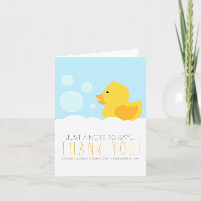 Gummi Ducky Yellow Neutral Baby Dusche Danke (Vorderseite)