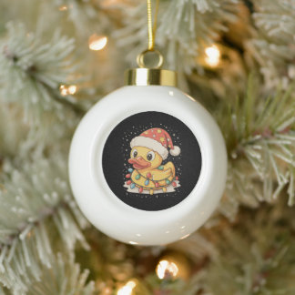 Gummi-Ente-Weihnachtsmannhut Weihnachtslichter Xma Keramik Kugel-Ornament