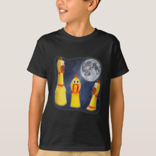 Gummi-Hühnchen-Spielzeug Mond 3 Heulend beim Mond  T-Shirt