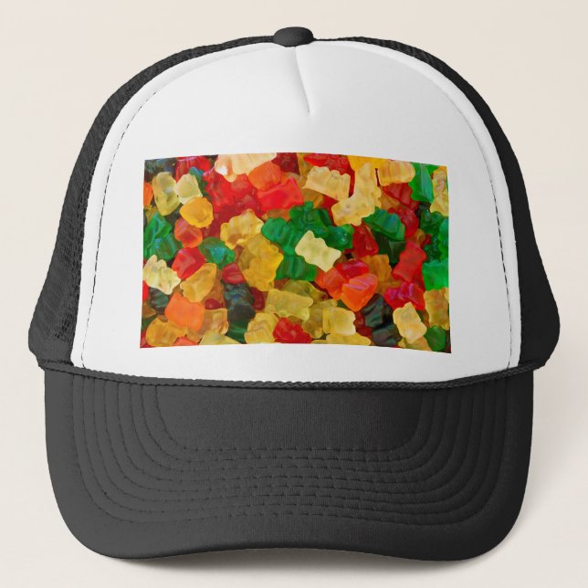Gummiartiger Bärn-Regenbogen farbige Süßigkeit Truckerkappe (Vorderseite)
