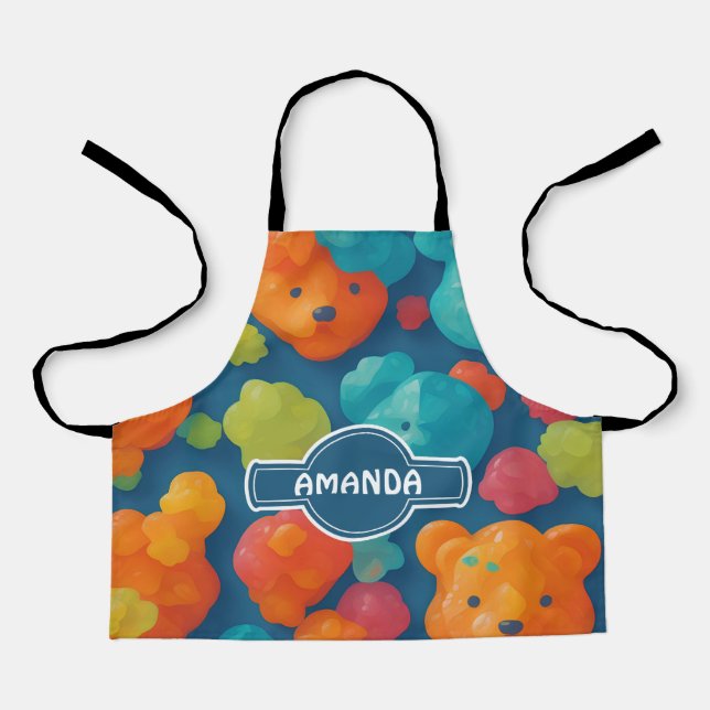 Gummibär florales Personalisiertes Muster Schürze (Vorderseite)